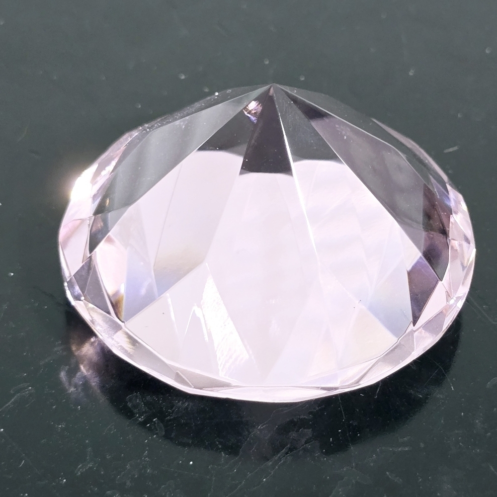 Crystal Pink Cut Glass Diamond Paperweight - Picture 11 of 11